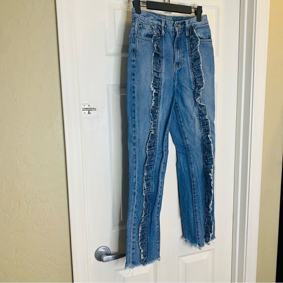 CARMAR straight high rise jeans ruffle detailed ursula size 25 - Picture 3 of 10